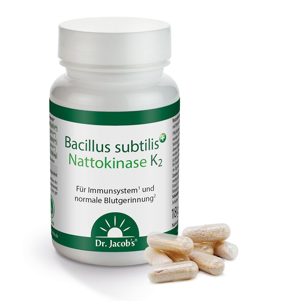 Dr. Jacob's Bacillus subtilis plus Nattokinase-Enzym Vitamin K2 vegan
