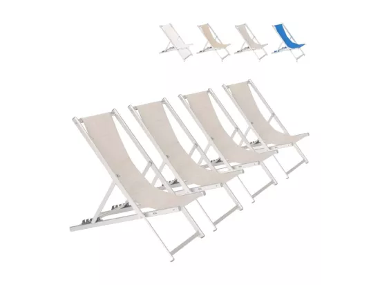 Lot de 4 Chaises longue pliante réglable pour plage et camping COVE