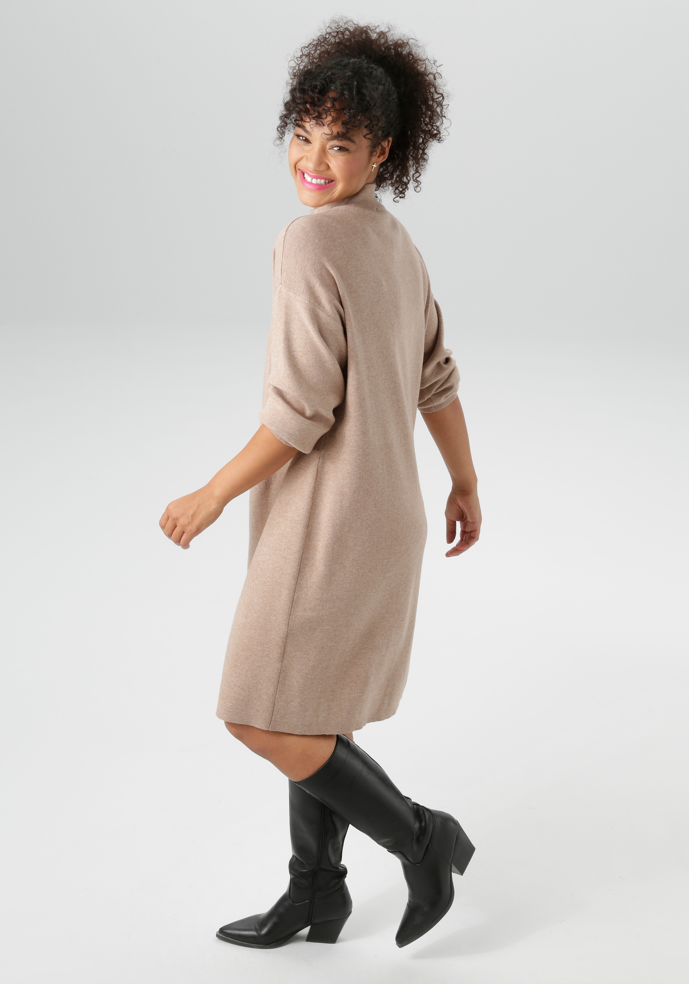 Aniston PLUS Strickkleid mit Stehkragen und Reissverschluss - NEUE KOLLEKTION