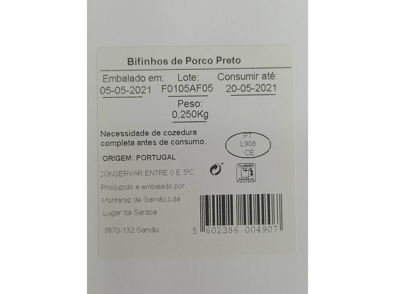 BIFINHOS PORCO PRETO AUCHAN CULTIVAMOS O BOM 250GR