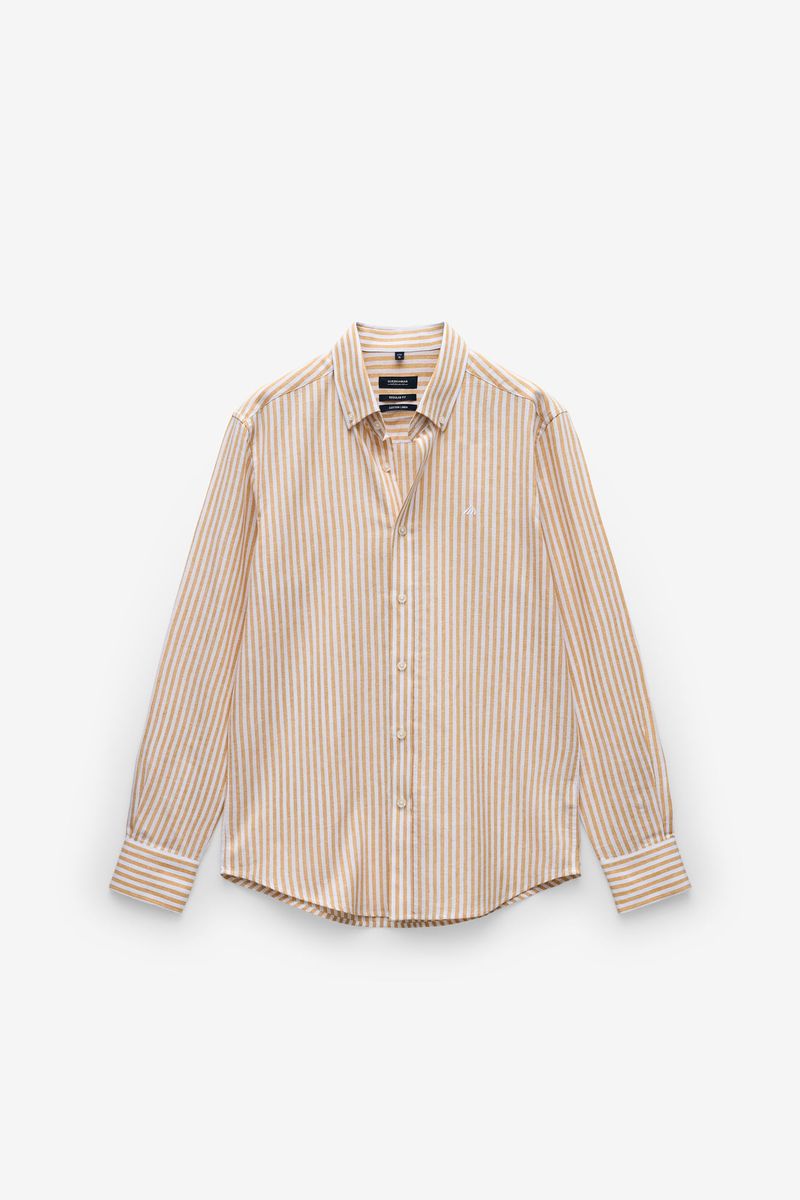 CAMISA ÀS RISCAS EM ALGODÃO E LINHO