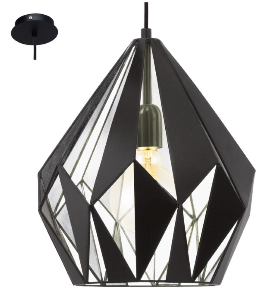 TAKLAMPE EGLO CARLTON 1 SVART/SØLV