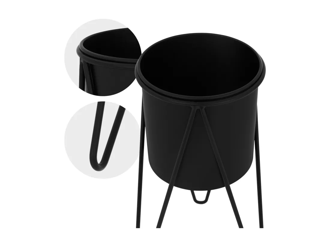 ML-Design Porte-fleurs, set de 2, noir, 27x27x48,5 cm/35,5x34x75 cm, en acier, structure métallique Porte-plantes, support de pots de fleurs 2 pièces, support de pots de fleurs Tabouret de fleurs Pot de plantes Déco Support de pots de plantes