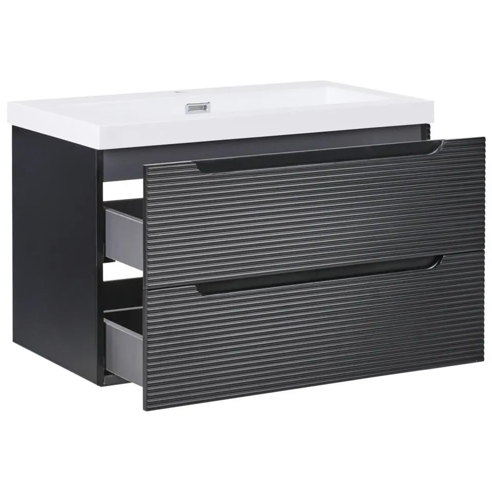 MAKANA - Badkamermeubel met wastafel - Zwart - 80 cm - MDF