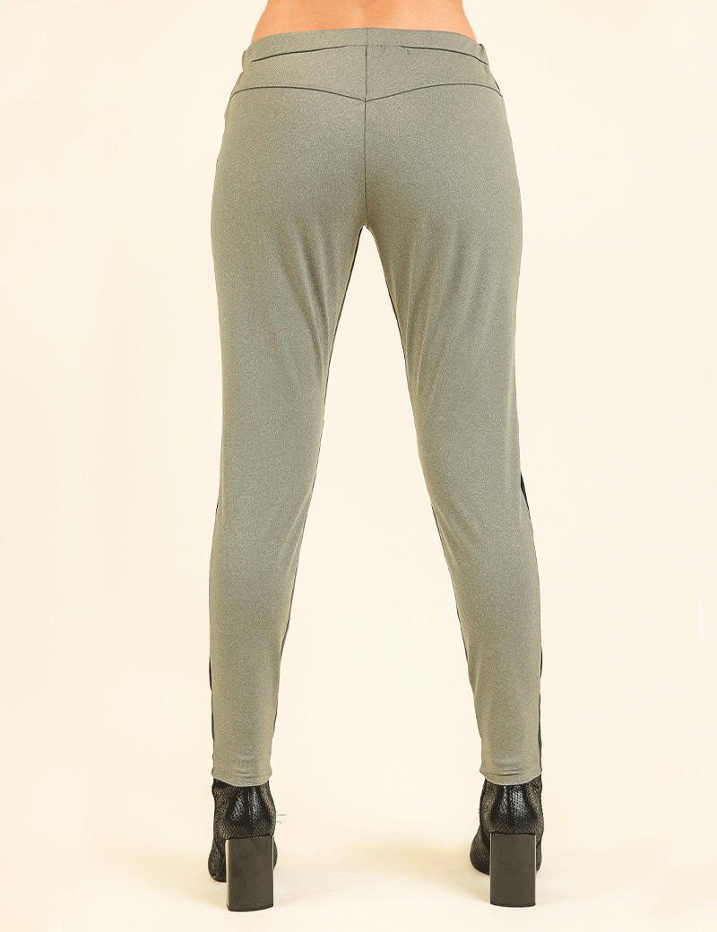 HBT BASICS INSOLITES | CHINÉ UNI CRUZ BAND PANTALON FEMME KAKI/NOIR