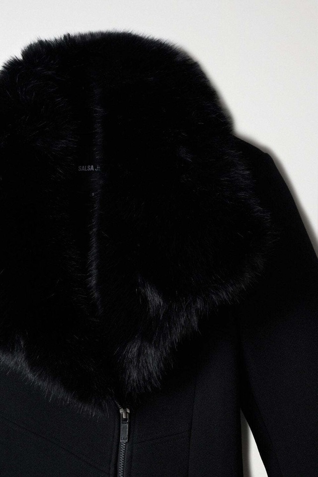Salsa Wolljacke »Salsa Jeans Wollmantel Wool Coat With Fur Collar«