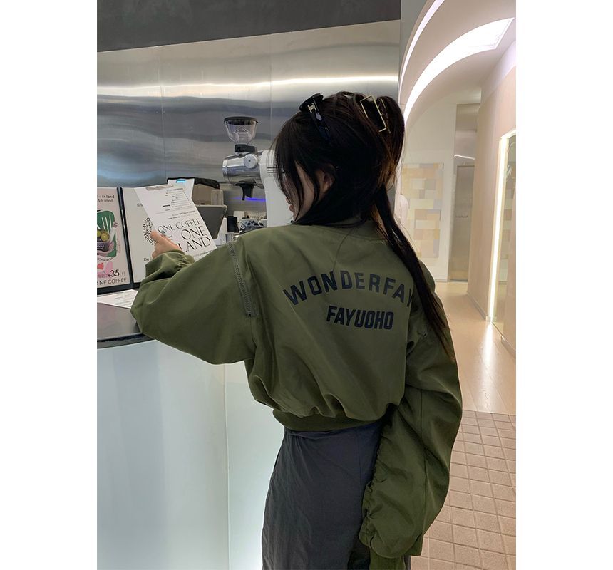 Tonni's - Lettering Crop Zip Bomberjack