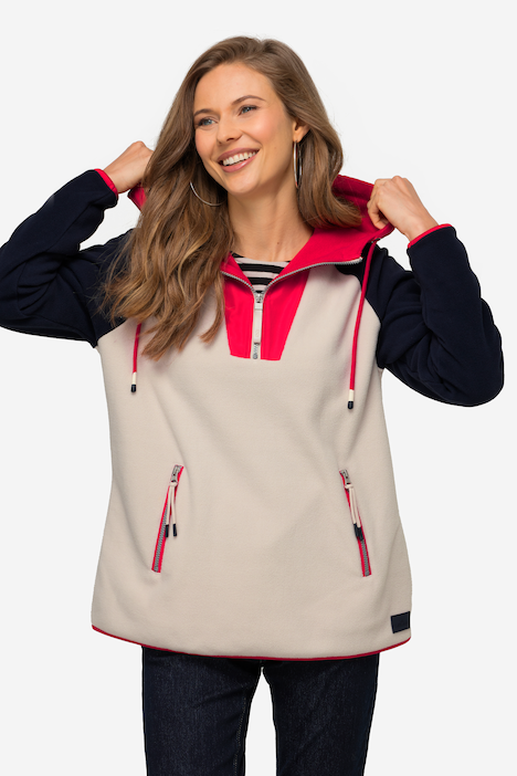Hoodie, Materialmix mit Fleece, Colorblocking, Kapuze, Langarm, OEKO-TEX