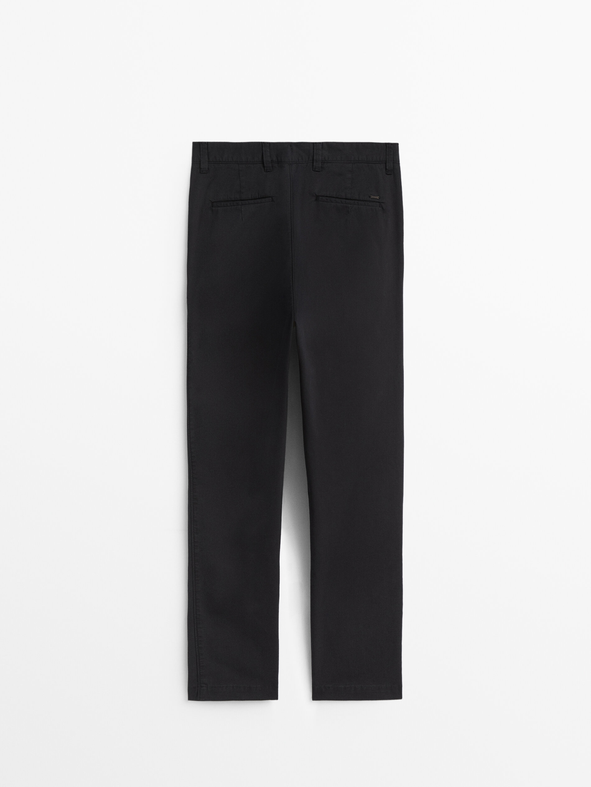 Calça chino em mistura de algodão, corte afunilado - AZUL MARINHO