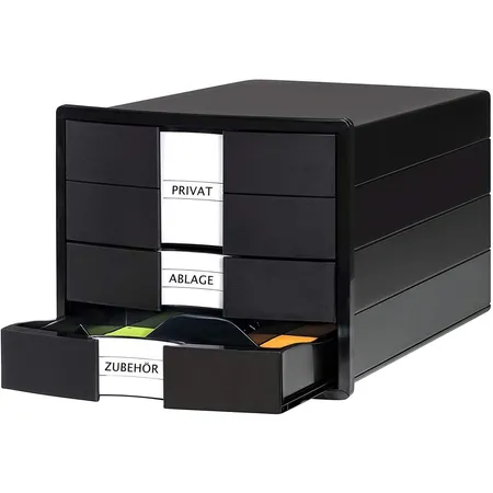 HAN Schubladenbox IMPULS - Gehäusedesign für Papierformate DIN A4/C4, schwarz