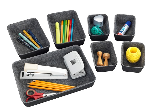 WENKO Organizer Aufbewahrungsboxen für Schubladen, 3 Grössen, recycelter Polyesterfilz