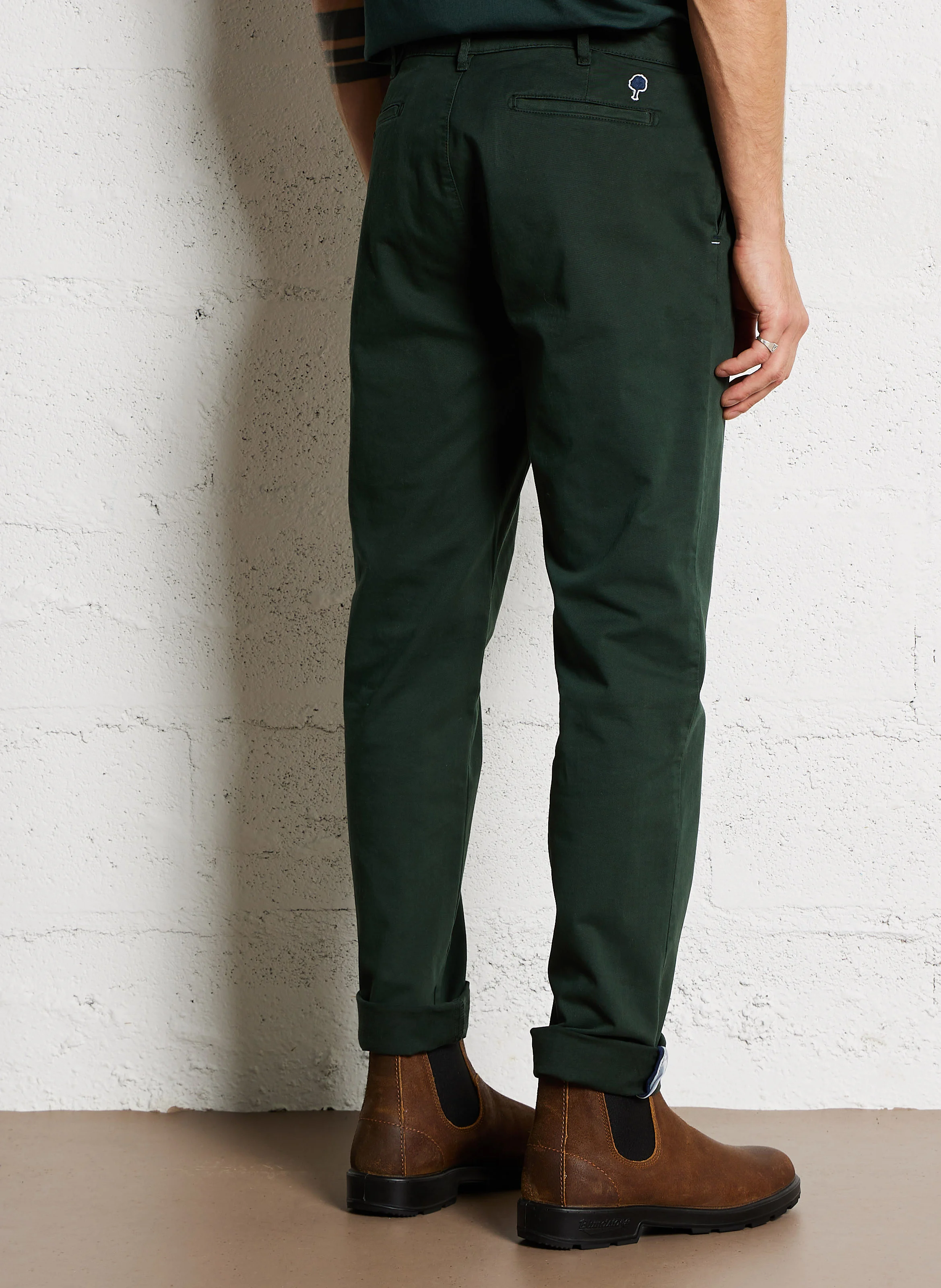 BRIX - Pantalon droit en coton bio mélangé | Vert