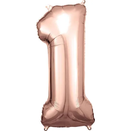 amscan Folienballon Zahl 1, rose gold, 33 x 86 cm