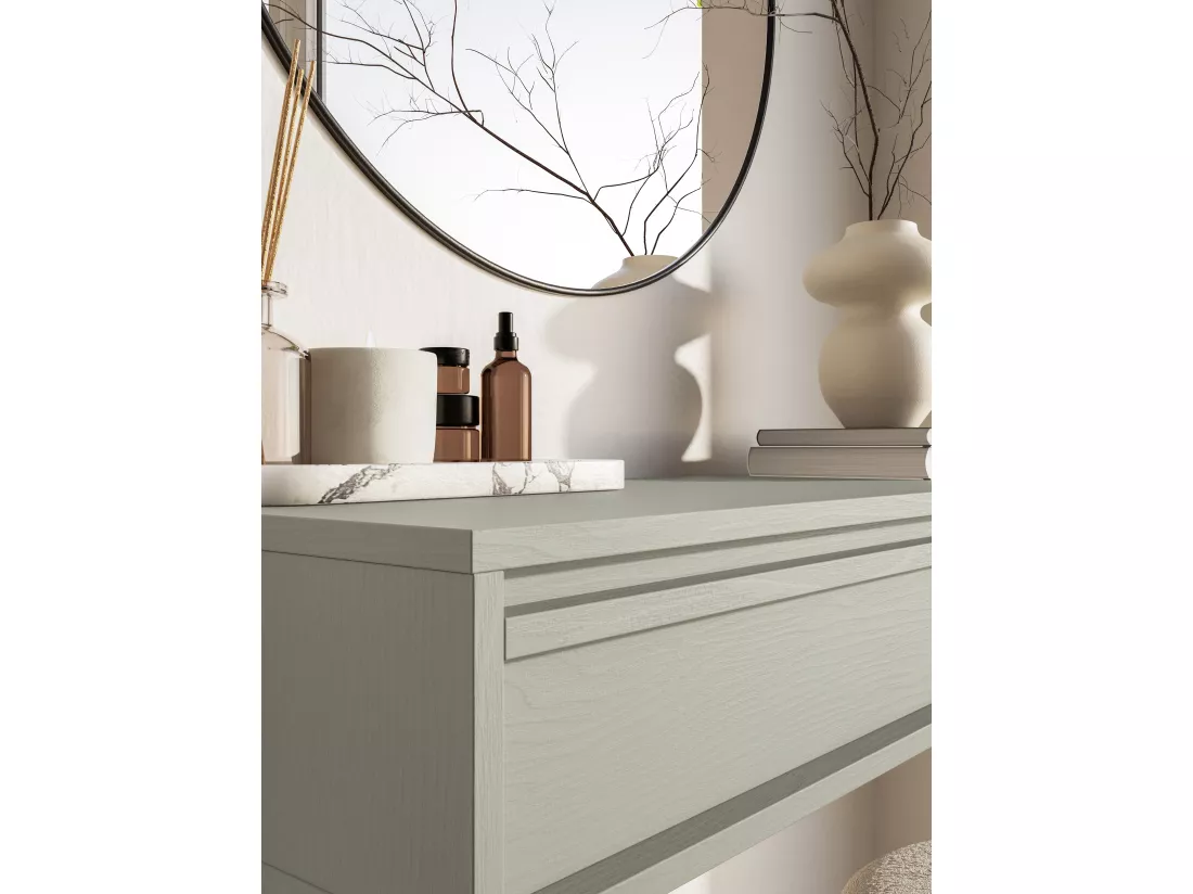 Table console - 90 cm - avec tiroir - suspendu - vert sauge - EVO