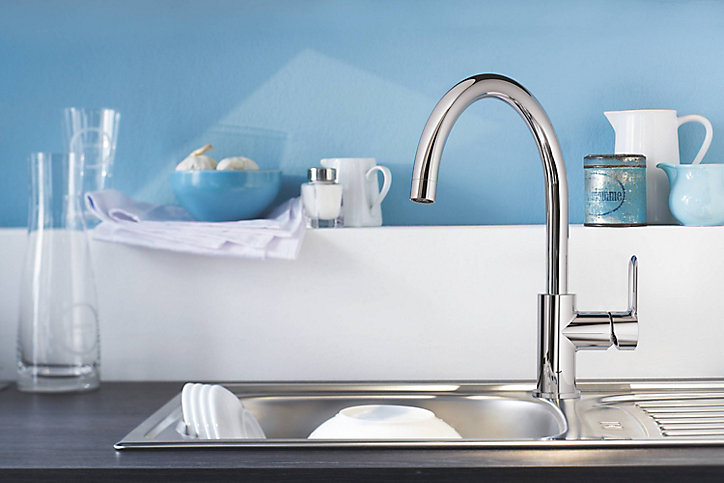 Mitigeur de cuisine chromé Grohe StartLoop brillant
