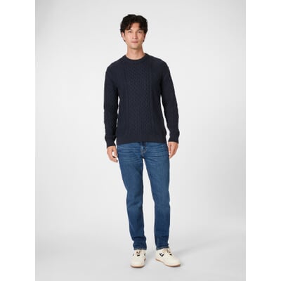 Herrenpullover Aranmuster, Navy