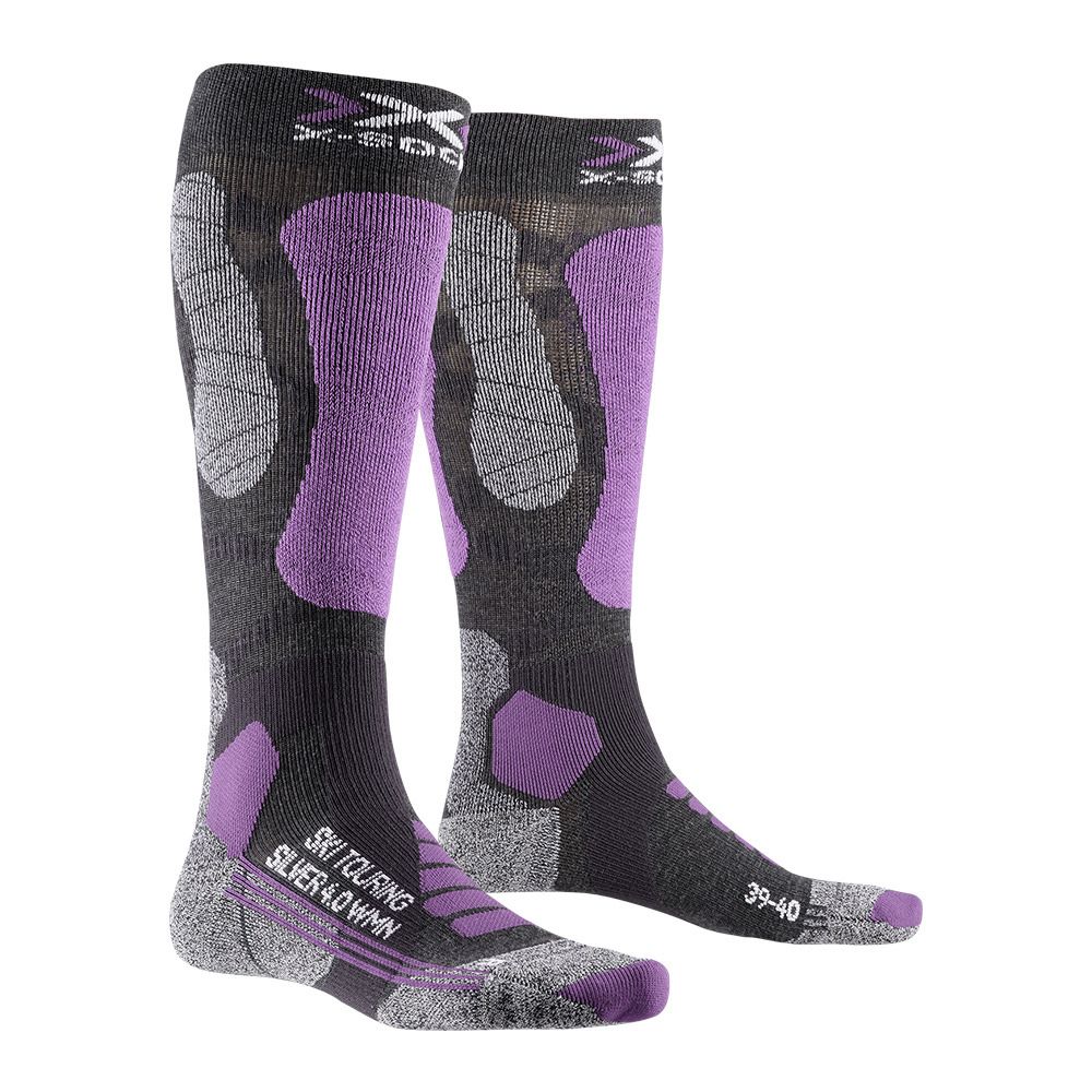 X-Socks SKI TOURING SILVER 4.0 - Chaussettes Femme anthracite melange/magnolia