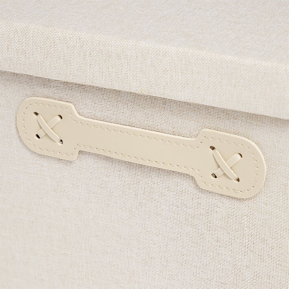 Boîte de rangement coton gris ou beige 40,5xH18x26,5cm