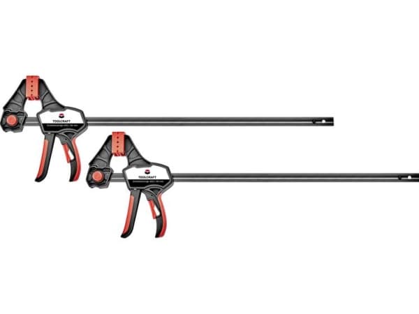 Ethåndstvinge 450 x 85 mm sæt med 2 stk. TOOLCRAFT 1672280 Spann-Weite (max.):450 mm Udhængsmål:85 mm