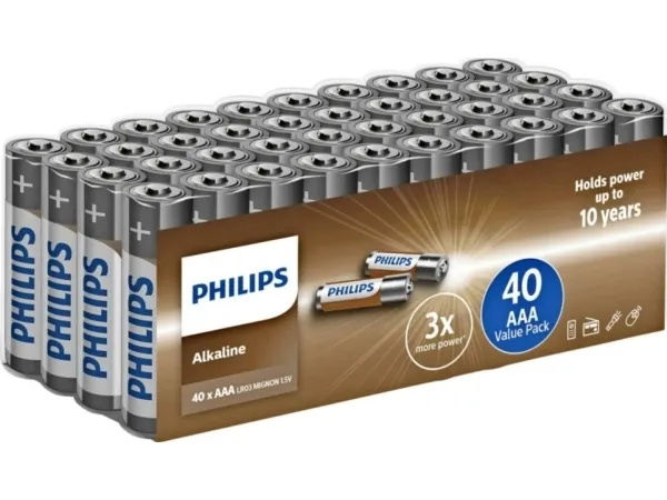 Philips Alkaline AAA Batterier - 40-pak