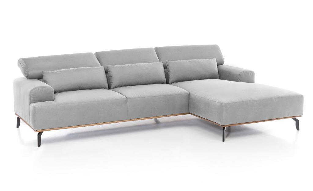 Ecksofa - silber - Microfaser - Recamiere rechts