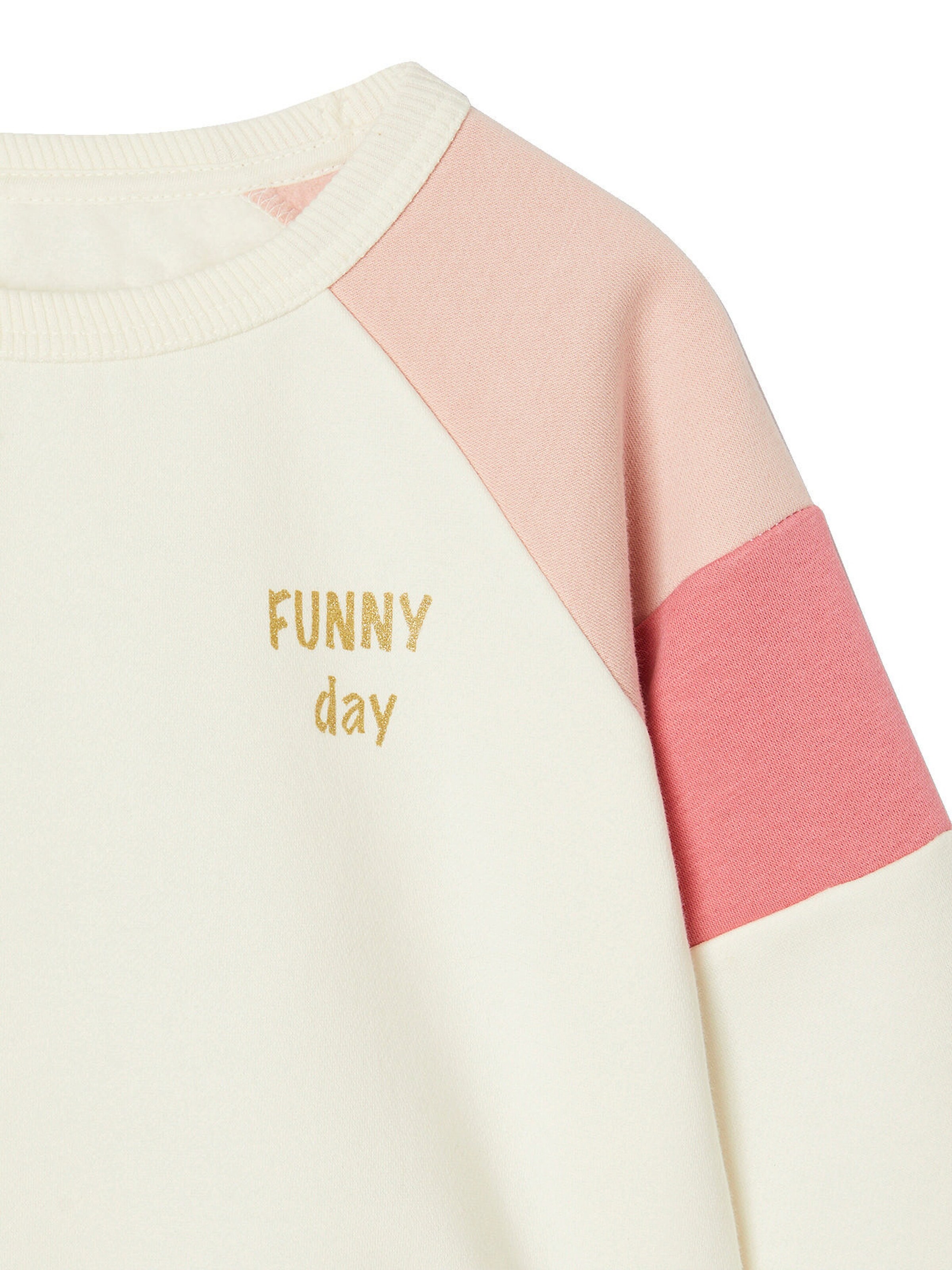 Vertbaudet Mädchen Colorblock-Sweatshirt mit Recycling-Polyester wollweiß