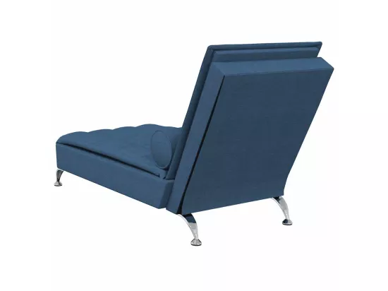 Chaise longue de massage avec traversin bleu tissu