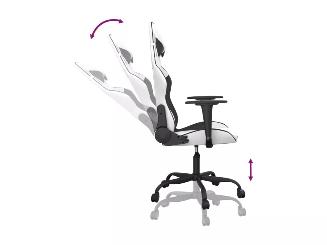 Chaise de jeu Blanc et noir Similicuir