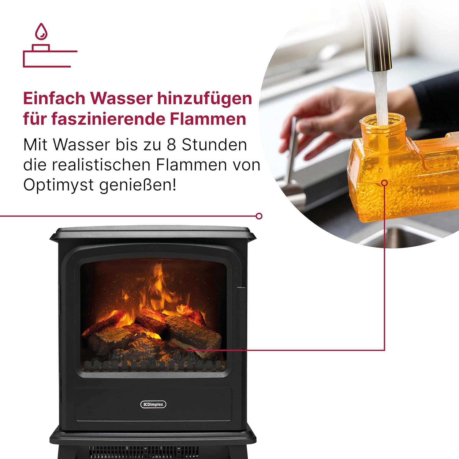 Dimplex Elektrokamin Evandale - Elektrokamin mit Heizung und Kaminfeuer - 1000W / 2000W - Wasserdampf Kamin - LED Optimyst 3D Flammeneffekt - Inklusive Fernbedienung - Black