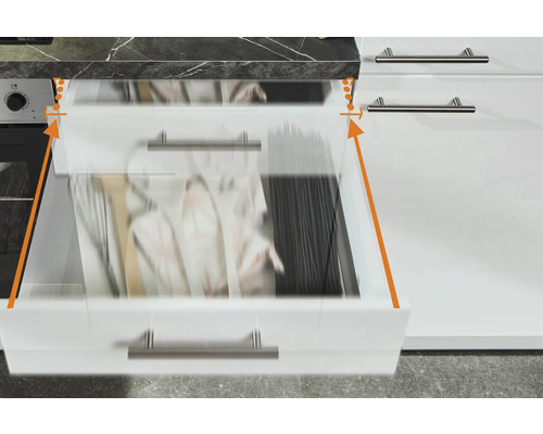 PICCANTE Plus hoekkeuken met Pearl apparatuur, 440 cm, wit hoogglans, voorgemonteerd, 2786232