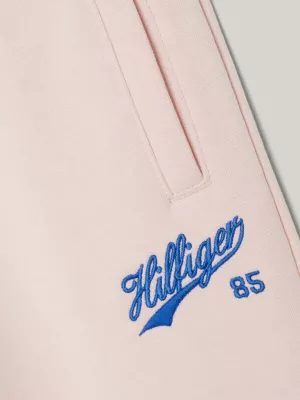 Calça Jogger de Pernas Largas com Logo Universitário em Estilo Cursivo