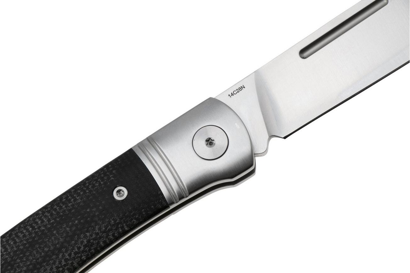 QSP Knife Hedgehog Spear Point 142SP-A, Satin 14C28N, Black Micarta, slipjoint zakmes