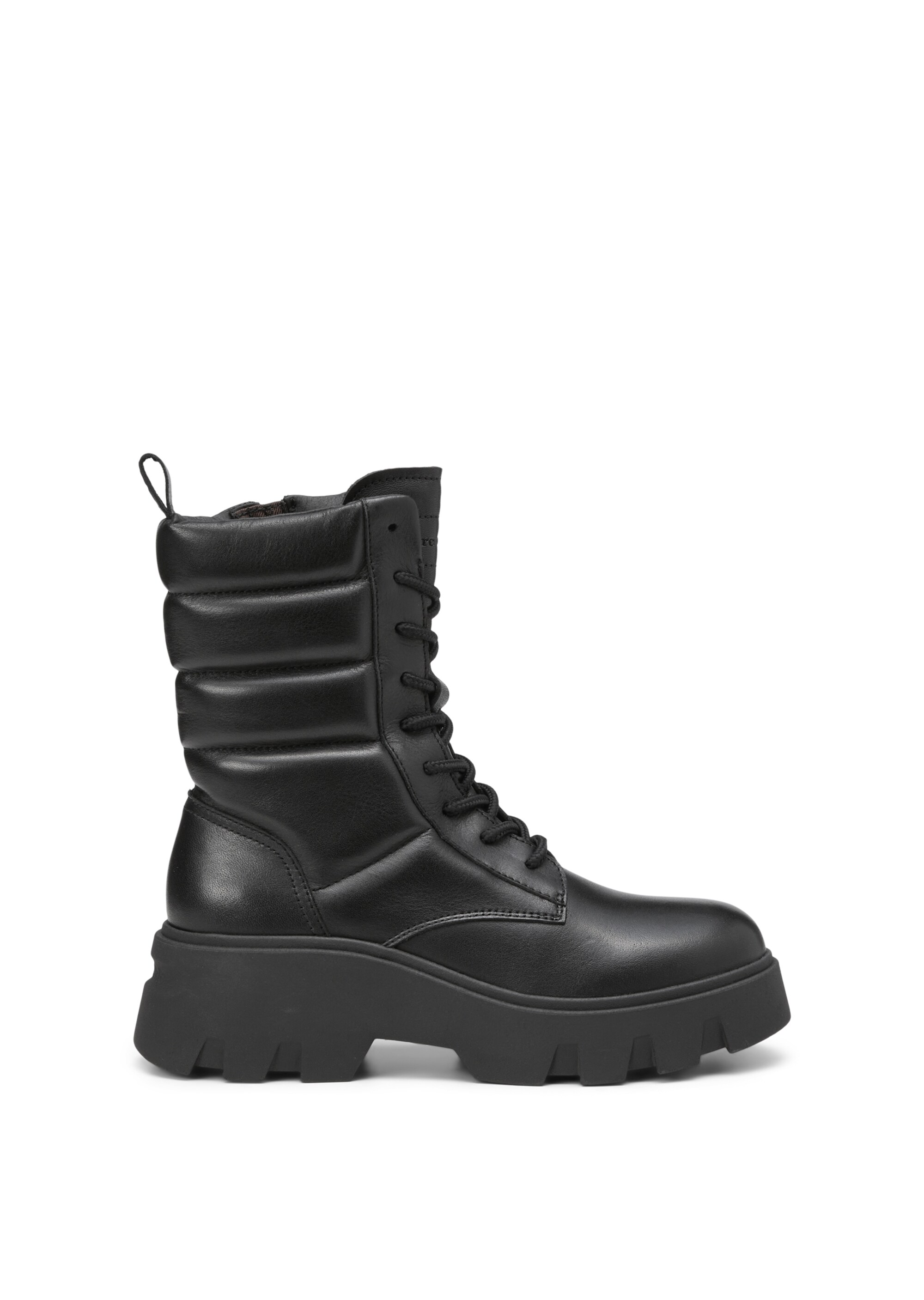 Schnürstiefel mit Innenzipper aus matt glänzendem Rindleder