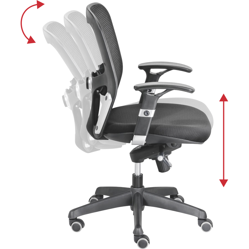 Chaise de bureau ANZIO - Dossier en maille avec accoudoirs- Soutien lombaire- Mécanisme synchrone- Pieds noir