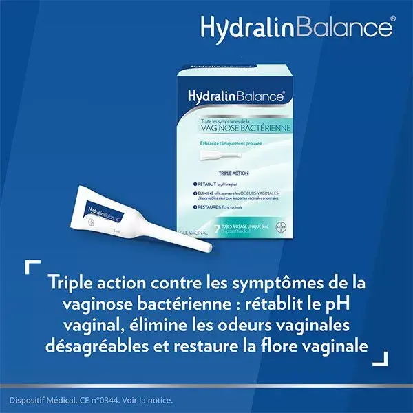 Gel vaginal Hydralin Balance Tripla Ação contra vaginose bacteriana - Embalagem com 2 x 7 tubos