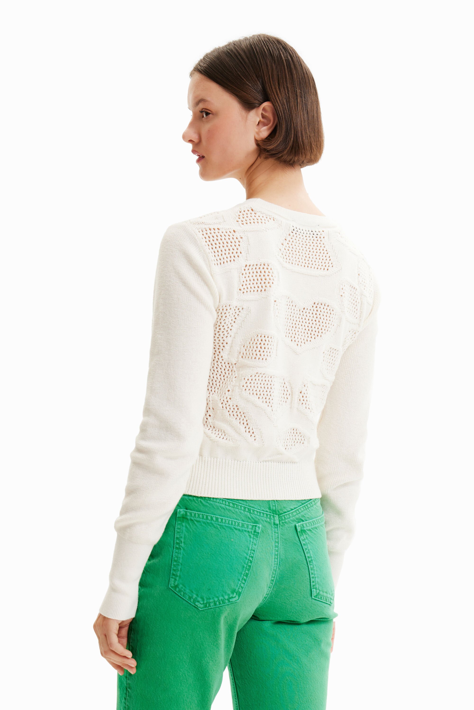 Pull motifs ajourés fleur