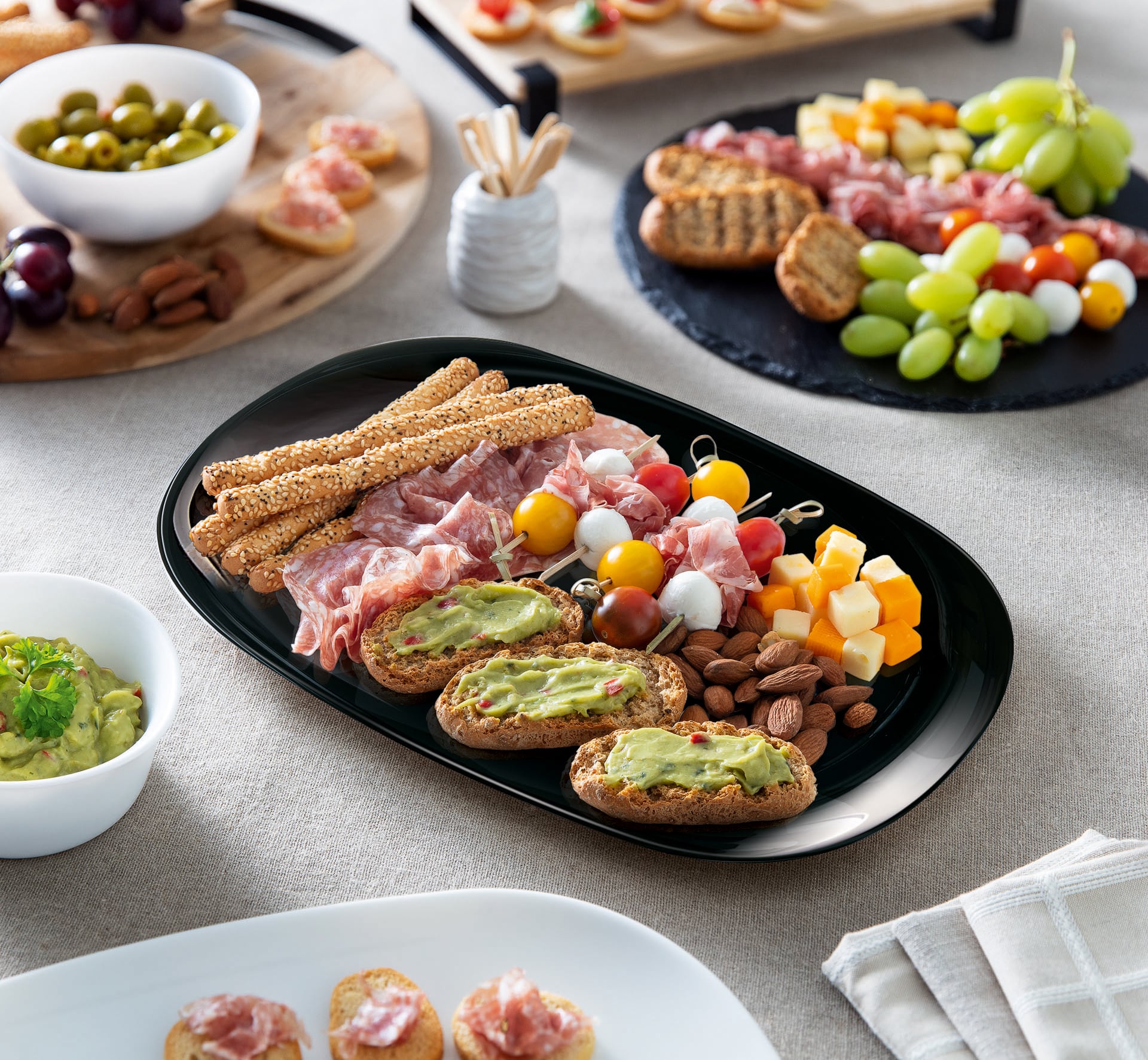 CreaTable Grillteller ITALIEN PARTY 34 cm Glas schwarz