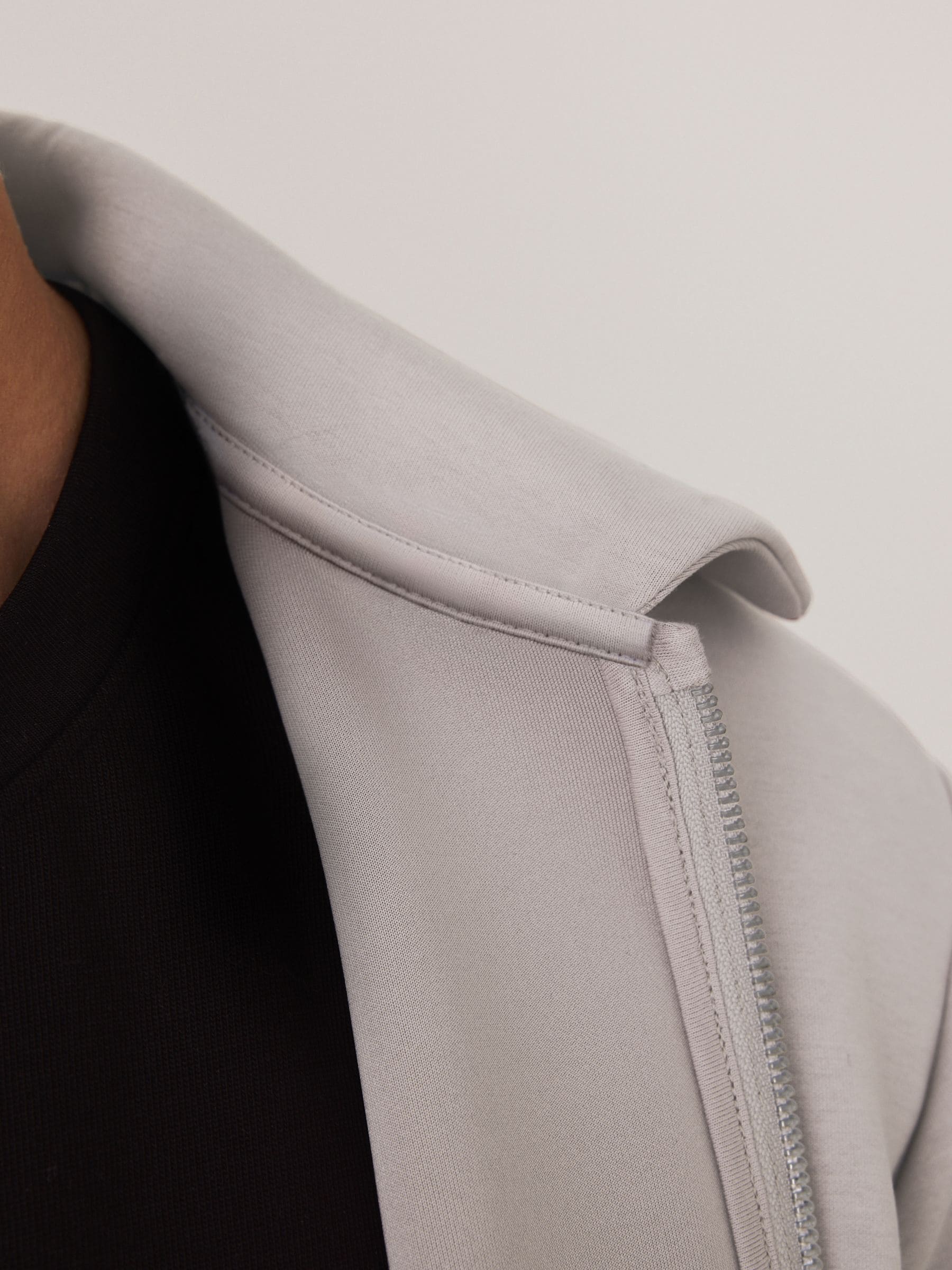 Ice grey - Soft Touch Scuba Zip Through Shacket