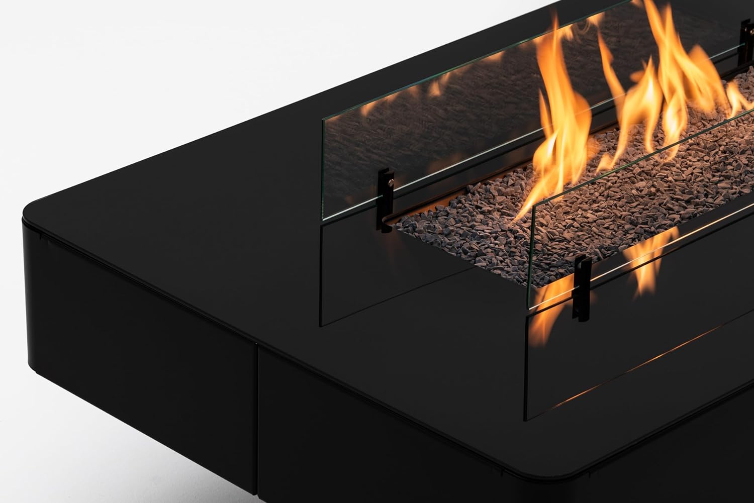 PLANIKA Rio Table - Kaffeetisch mit LPG - Feuerstelle, schwarz, tragbar, für den Garten und die Terrasse