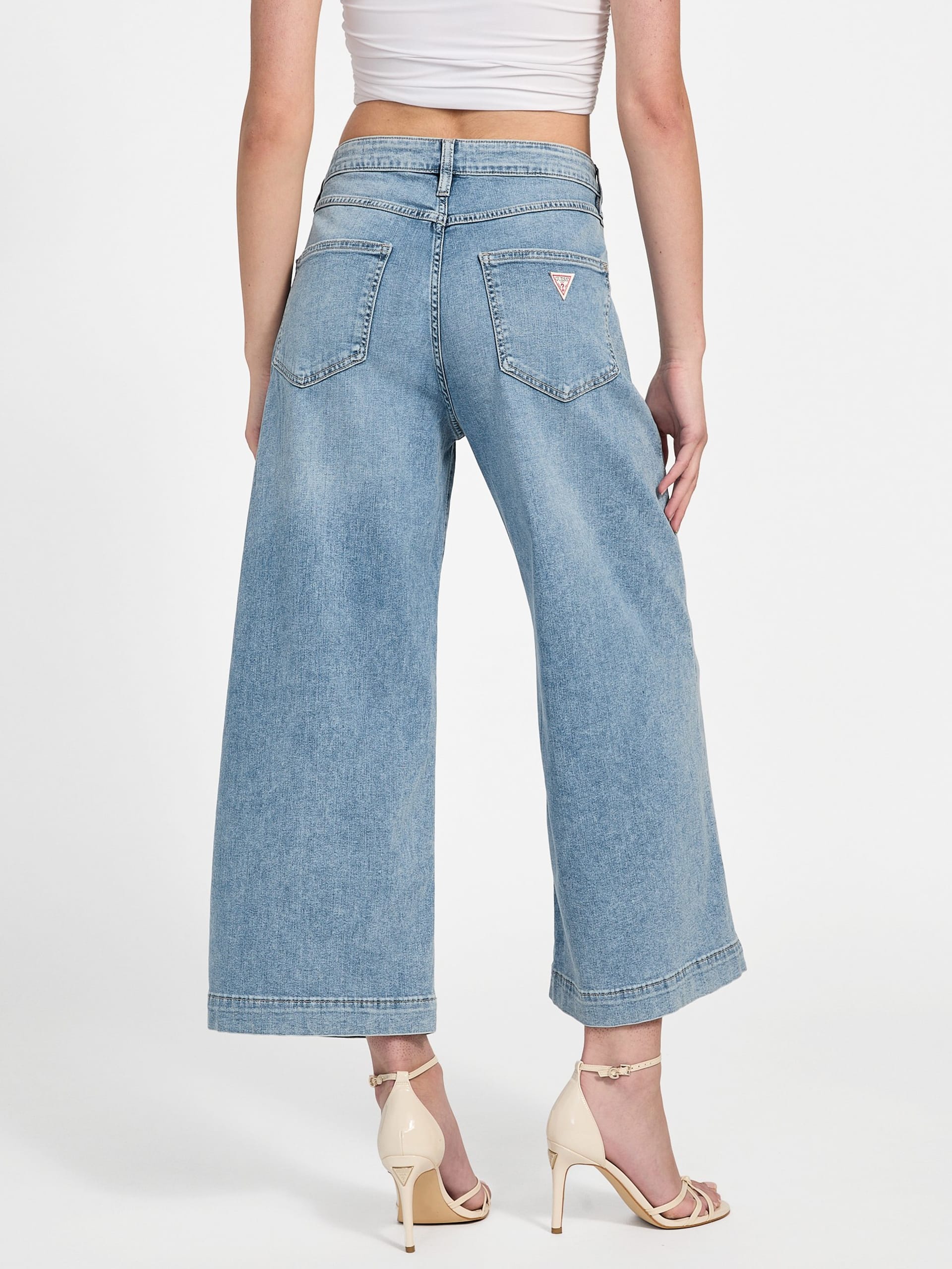 Calça jeans cropped de perna larga Eco Bellflower