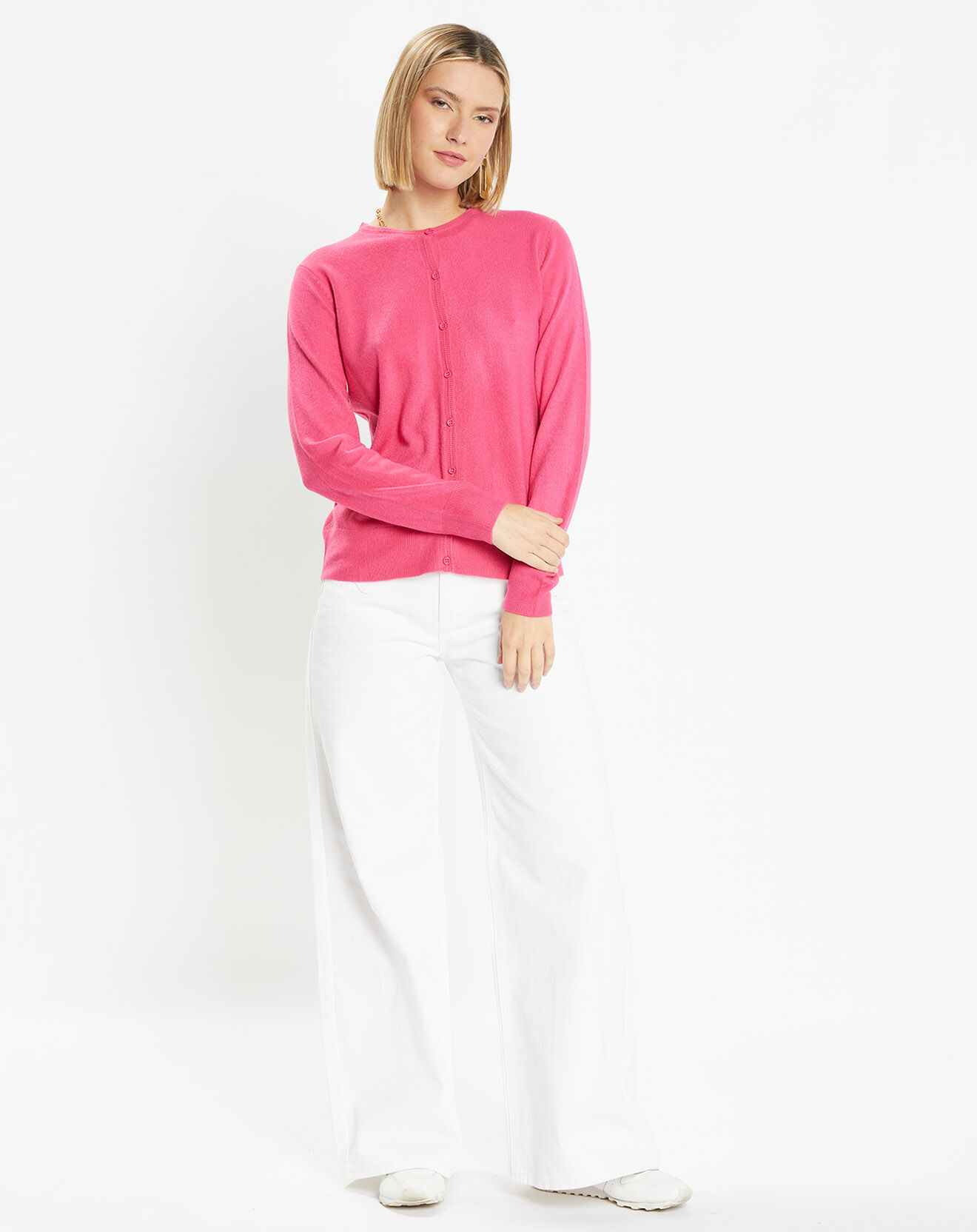 Galeries Lafayette Cardigan en Maille fine Fanny rose