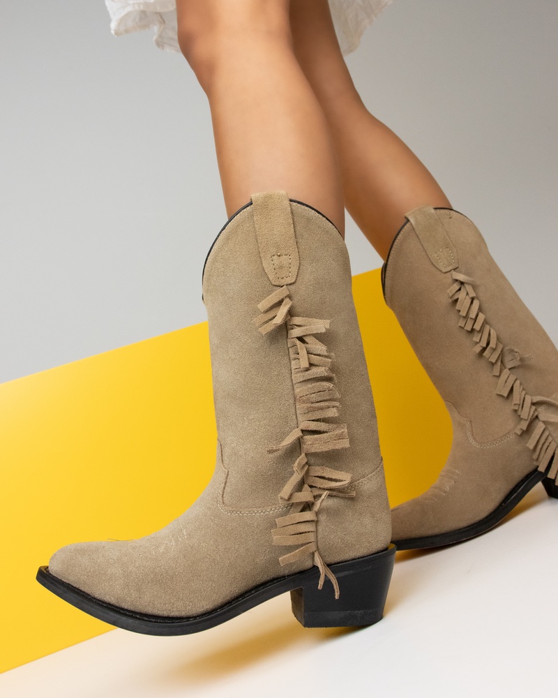 Bootstock Ruffle Cowboylaarzen  - beige