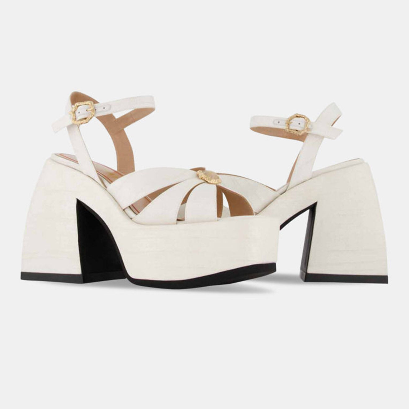 Nodaleto Sandales Lea blanches - Talon 11 cm