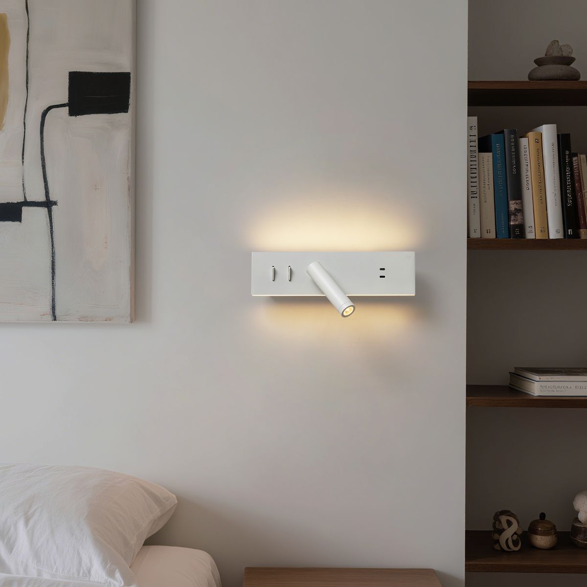 Moderne wandlamp wit verstelbaar met USB-C incl. LED - Modric