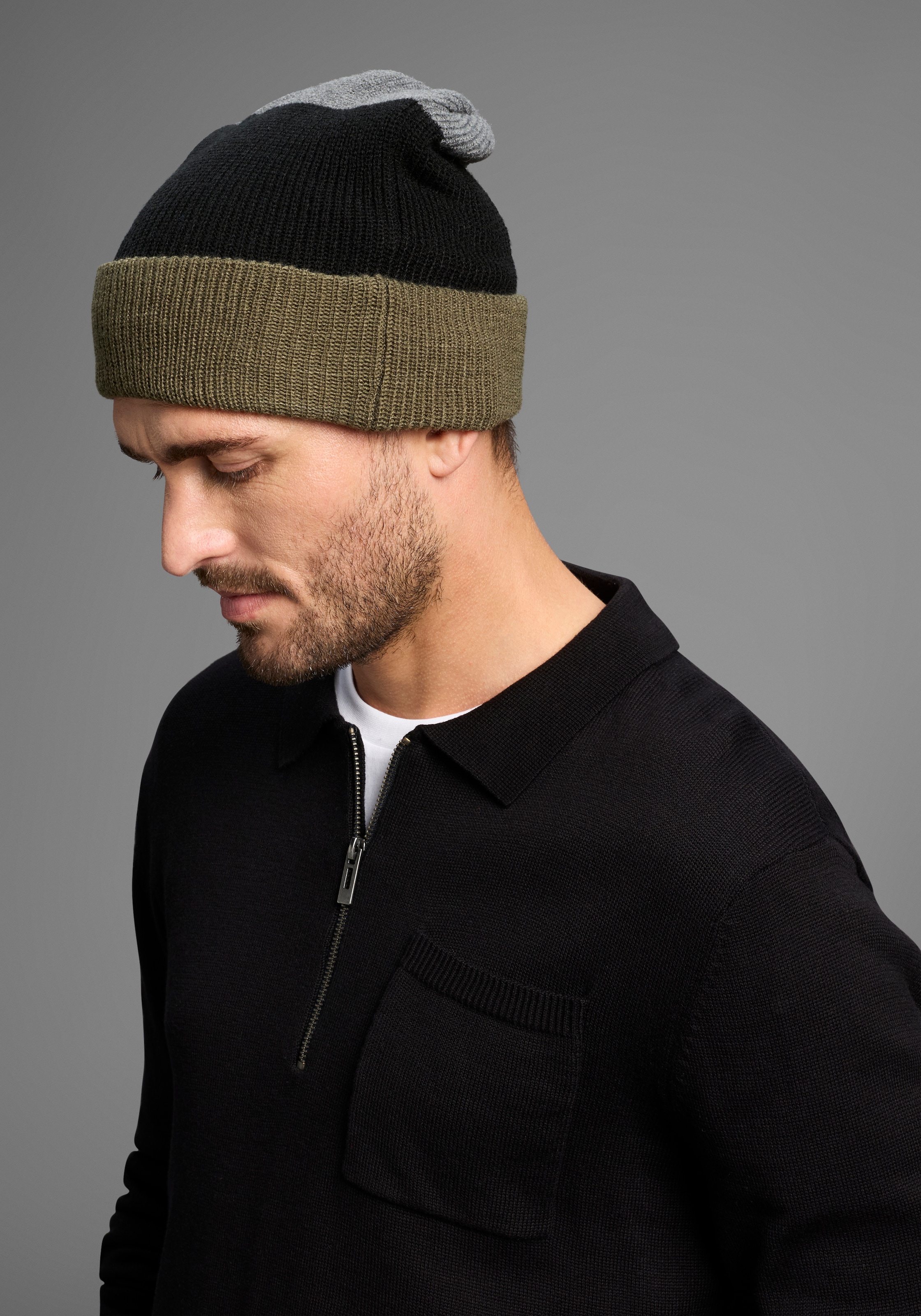 Man's World Strickmütze , im trendigem Colorlocking - NEW