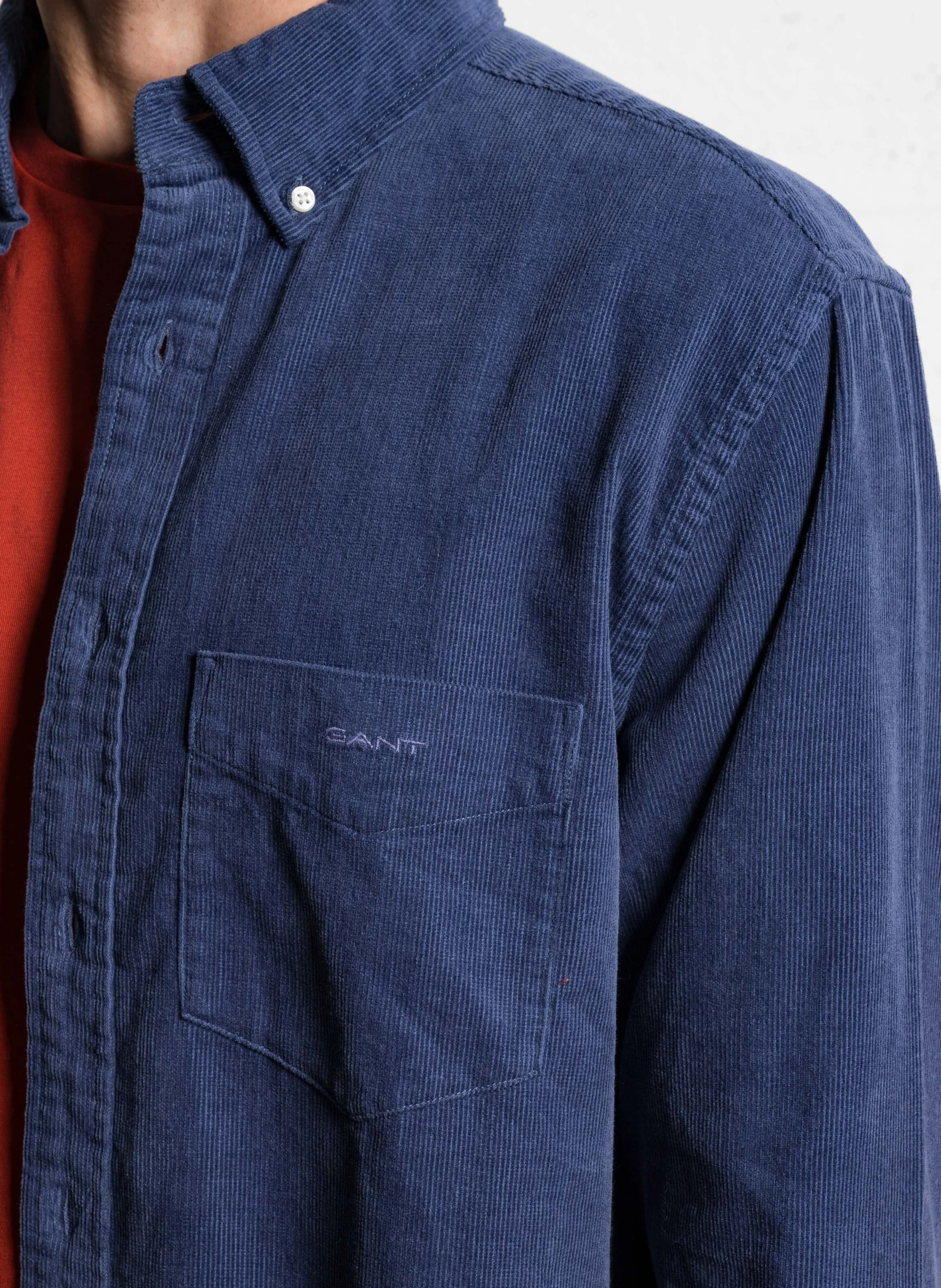 Chemise col classique en coton| Bleu