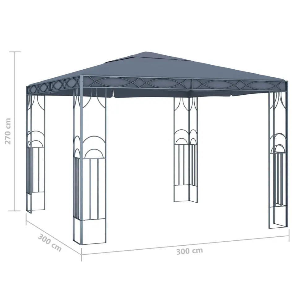 vidaXL - Prieel Met Lichtslinger - Antraciet - Stof - 300 x 300 cm