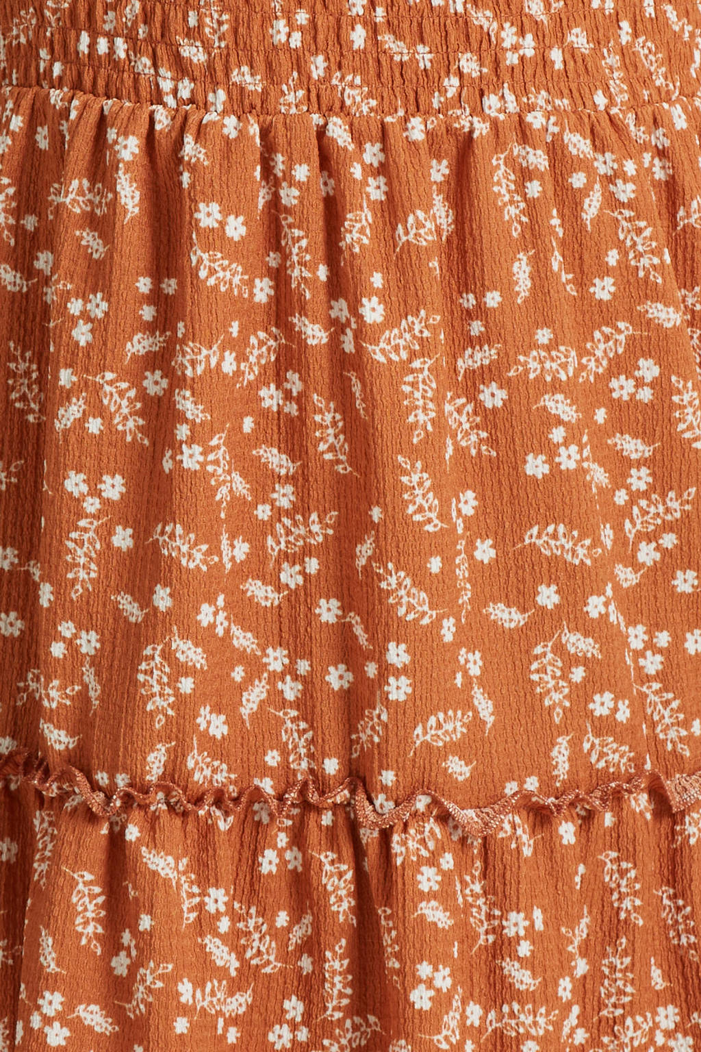 anytime crinkle jurk met all over print lichtbruin