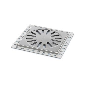 Aquaberg kunststof renovatieput m. RVS rooster 146x146mm inbouwhoogte 7mm RVS hoogglans
