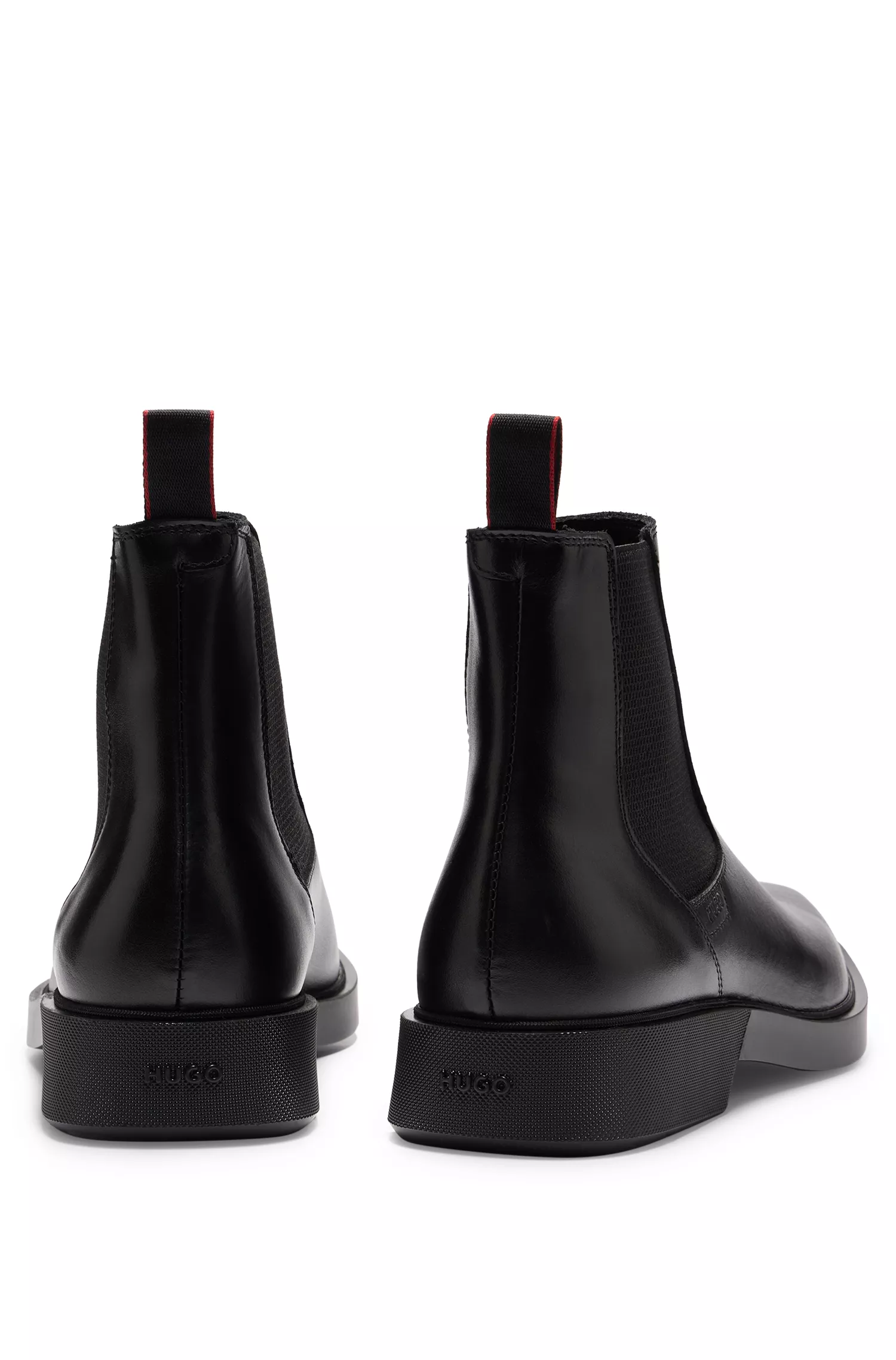 Botas Chelsea HUGO em couro napa vermelho com detalhe do logotipo